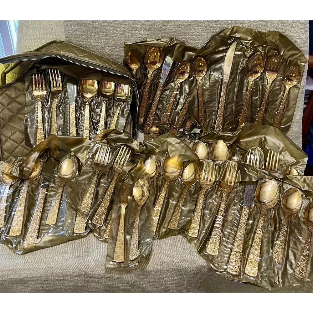 Vtg CELLINI ROMANESQUE Set of 8 Flatware 1 Pc MISSING W/ Butter Sugar Spoon Case